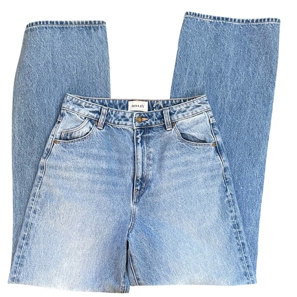 ROLLA'S Heidi High Rise Loose Straight Wide Leg Worn Wash Distressed Knee Sz 28 - Picture 6 of 13